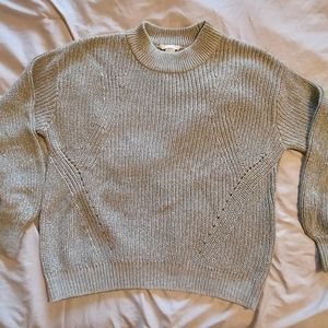 H&M balloon sleeve pullover knit sweater - Sage green glittery